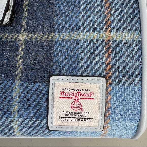 Islander UK Harris Tweed Medium Doctor Bag Blue Tartan Satchel NWOT - Picture 3 of 14